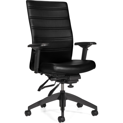 Basics Elora Chair - High Back - Black - Leather, Luxhide - Armrest
