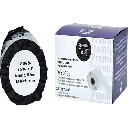 Premium Tape DK Shipping Label - 2 5/16" x 4" Length - Rectangle - Black on White - 300 / Roll