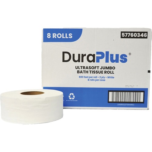 Dura Plus Ultrasoft Jumbo Bathroom Tissue Roll 600' 8/ctn - 2 Ply - Comfortable - For Bathroom - 8 / Carton