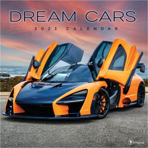TF Publishing Sports Wall Calendar, 12" x 12", Dream Cars, January To December 2023 - Medium Size - Monthly - 12 Month - January 2023 - December 2024 - 1 Month Single Page Layout - 12" x 12" White Sheet - Stapled - White - Paper - Four Month Ref