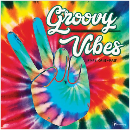 TF Publishing Art & Design Wall Calendar, 12" x 12", Groovy, January To December 2023 - Medium Size - Monthly - 12 Month - January 2023 - December 2024 - 1 Month Single Page Layout - 12" x 12" White Sheet - Stapled - White - Paper - Four Mon