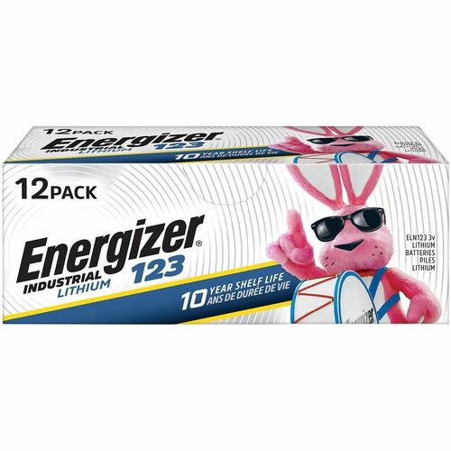 Energizer Industrial 123 Lithium Batteries - For Digital Thermometer, Laser Pointer, Glucose Monitor - CR123 - 12 / Pack