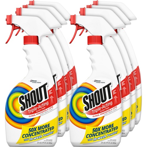 Shout Laundry Stain Remover - Concentrate - 8 / Carton - Color Safe, Washable, Refillable - Clear