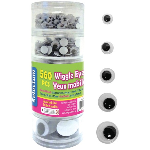 Link Product Wiggly Eye - 560 / Pack - Black, White - Craft Supplies - SLHSL54800