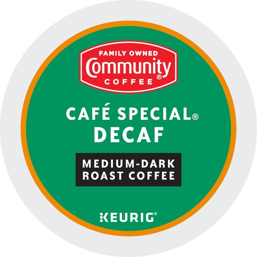 Community® Coffee K-Cup Café Special Decaf Blend Coffee - Compatible with Keurig Brewer - Medium/Dark - 24 / Box