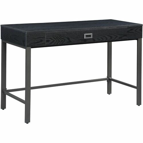 Realspace® Brezio 47"W Computer Desk, Black - Black Rectangle, Paper Laminate Top - Gunmetal Straight Base - Contemporary Style - 1 Drawers - 4 Legs - 47" Table Top Width x 20" Table Top Depth - 30" Height x 47" Width x 20" Depth - Dorm Room - Assembl