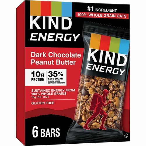 KIND Energy Bars - Trans Fat Free, Gluten-free, Individually Wrapped - Dark Chocolate Peanut Butter - 2.10 oz - 6 / Box