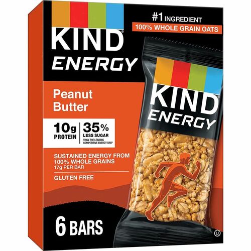 KIND Energy Bars - Trans Fat Free, Gluten-free, Individually Wrapped - Peanut Butter - 2.10 oz - 6 / Box