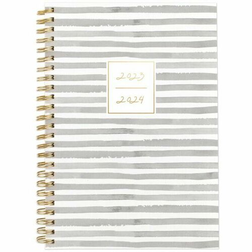 Cambridge Leah Bisch Academic Planner - Small - Academic - Monthly, Weekly - 12 Month - July 2024 to June 2025 - 1 Week, 1 Month Double Page Layout - 5 1/2" x 8 1/2" Sheet Size - Twin Wire - Gray, White - Flexible Cover, Unruled Planning Space, Unruled Da