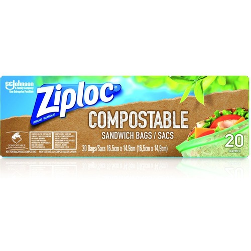 Ziploc® Sandwich Bag - Small Size - 5.88" (149.23 mm) Width x 6.50" (165.10 mm) Length - 20/Box - Sandwich, Fruit, Vegetables, Chips, Cookie, Commercial