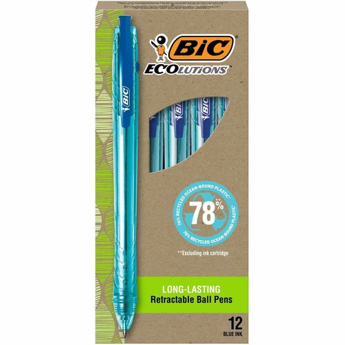 Staples Postscript Retractable Ballpoint Pens Medium Point Blue