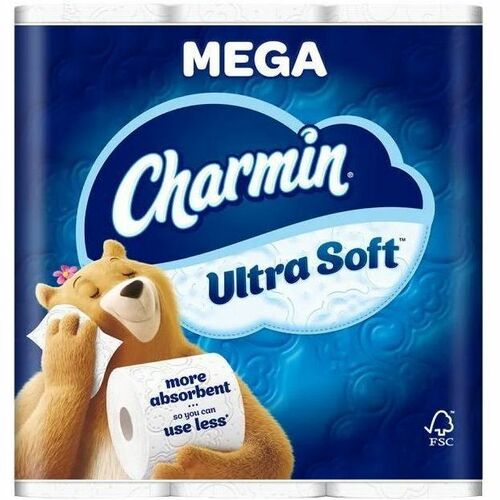 Charmin Ultra Soft Paper Tissue - 2 Ply - 4" x 4" - 244 Sheets/Roll - 5" Roll Diameter - White - 16 / Pack