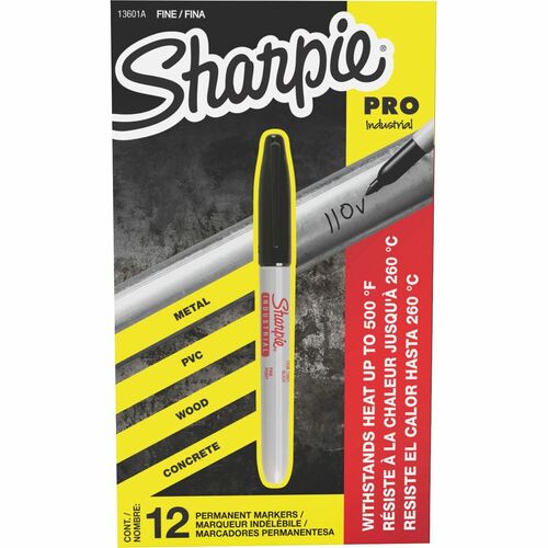 Sharpie Fine Point Industrial Marker - Fine Marker Point - Black - 12 / Dozen