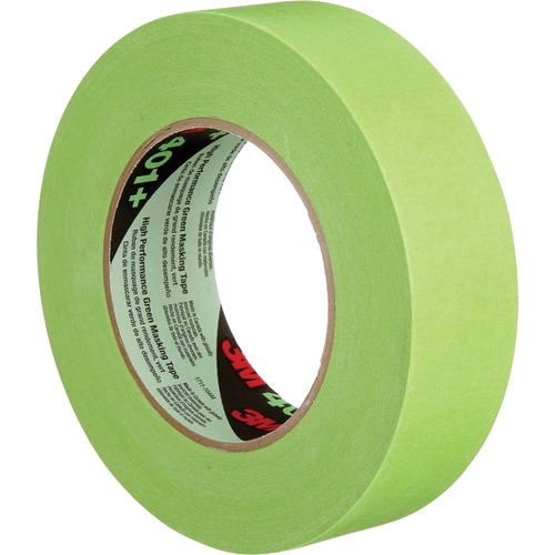 3M 401+ High Performance Green Masking Tape - Crepe Paper - Synthetic Rubber Backing - 1 Roll - Green