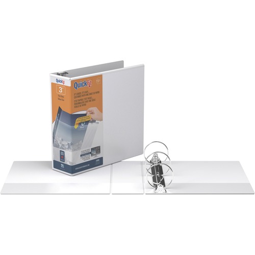 QuickFit Round Ring Unique Binder - 3" Binder Capacity - Letter - 8 1/2" x 11" Sheet Size - 600 Sheet Capacity - 3" Ring - Round Ring Fastener(s) - 2 Internal Pocket(s) - Vinyl - White - Recycled - Print-transfer Resistant, Exposed Rivet, PVC-free - 1 Eac