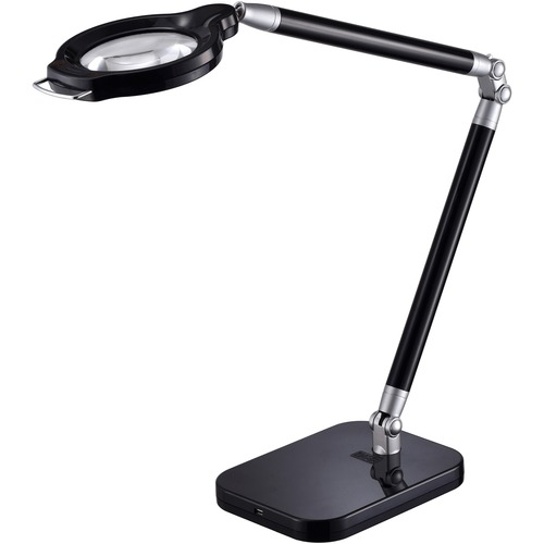 Bostitch Summit Zoom Magnifying Desk Lamp - LED Bulb - Memory Function, Adjustable Head, Adjustable Brightness, USB Charging - Desk Mountable - Black - for Crafting, Desk, Reading