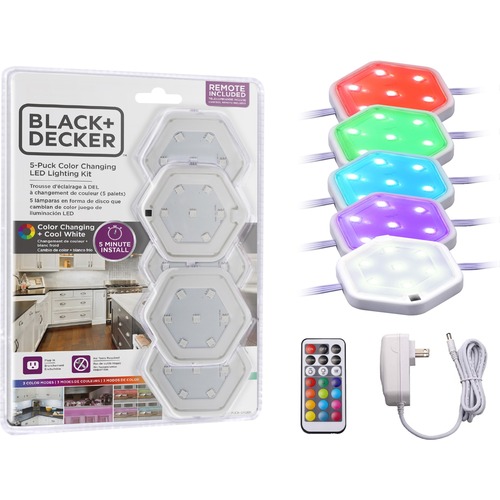 BLACK+DECKER Color-Changing LED Puck Light Kit - White - 1 Each