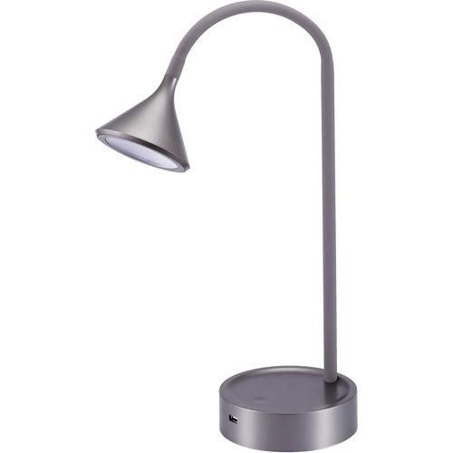 Bostitch LED Gooseneck Lamp - 5 W LED Bulb - Gooseneck, USB Charging, Adjustable Brightness, Dimmable, Flicker-free, Glare-free Light - Desk Mountable - Gray - for Desk