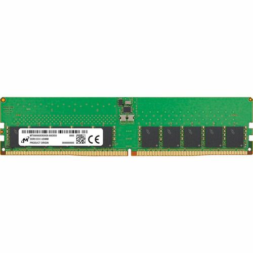 Crucial 32GB DDR5 SDRAM Memory Module - For Server - 32 GB (1 x 32GB) - DDR5-4800/PC5-38400 DDR5 SDRAM - 4800 MHz Dual-rank Memory - CL40 - 1.10 V - ECC - Unbuffered - 288-pin - DIMM