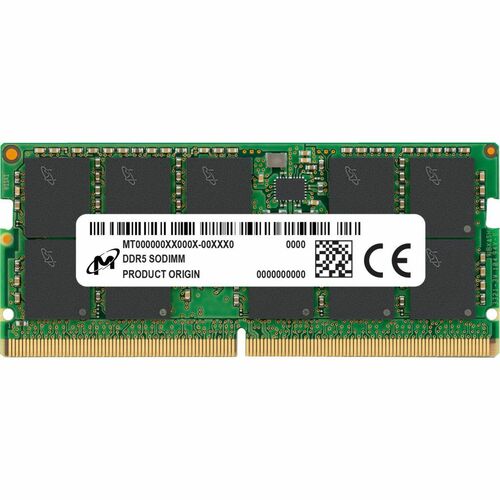 Crucial 32GB DDR5 SDRAM Memory Module - For Notebook, Server - 32 GB (1 x 32GB) - DDR5-4800/PC5-38400 DDR5 SDRAM - 4800 MHz Dual-rank Memory - CL40 - 1.10 V - ECC - Unbuffered - 262-pin - SoDIMM