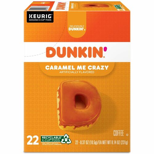 Dunkin' Donuts Coffee K-Cup Pods, Caramel Me Crazy, Medium Roast, Box Of 22 Pods - Compatible with Keurig K-Cup Brewer - Medium - 22 Pod - 22 / Box