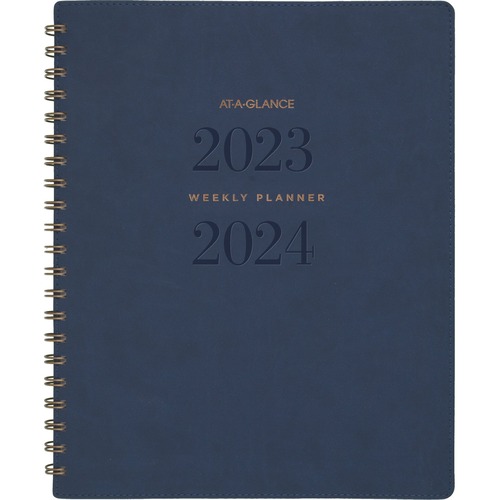 At-A-Glance Signature Collection Academic 2023-2024 Weekly Monthly Planner, Navy, Large, 8 1/2" x 11" - Large Size - Academic - Weekly, Monthly - 13 Month - July 2023 - July 2024 - 1 Week, 1 Month Double Page Layout - 8 1/2" x 11" White Sheet - Wire Bound
