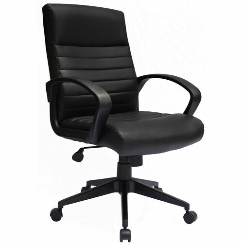 Boss Ribbed Back Task Chair - Black Vinyl Seat - Black Vinyl Back - Black Frame - 5-star Base - Armrest - 1 Each