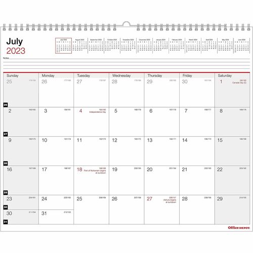 Office Depot® Brand Monthly Academic Wall Calendar, 15" x 12" , 30