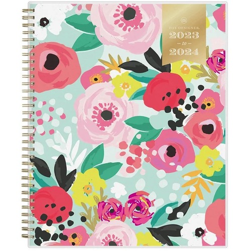 Day Designer 2023-2024 Secret Garden Mint 8.5 x 11 Weekly Monthly Planner - Day Designer - Academic - Weekly, Monthly - 12 Month - July 2023 - June 2024 - 11" x 8 1/2" White Sheet - Twin Wire - Multicolor CoverReference Calendar, International Holiday, Li