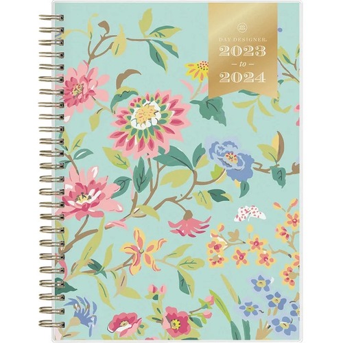 Day Designer 2023-2024 Climbing Floral Mint 5.875x8.625 Planner Notes - Day Designer - Academic - Weekly, Monthly - 12 Month - July 2023 - June 2024 - 8 5/8" x 5 7/8" White Sheet - Twin Wire - Multicolor CoverReference Calendar, International Holiday, Lin