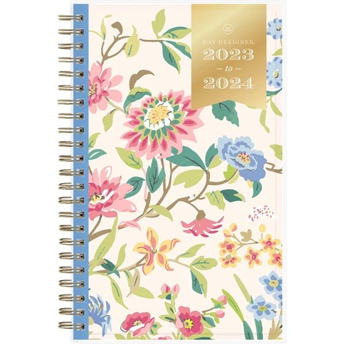 Day Designer 2023-2024 Climbing Floral Brush 5 x 8 Weekly Monthly Planner - Academic - Weekly, Monthly - 12 Month - July 2023 - June 2024 - 8" x 5" White Sheet - Twin Wire - Multicolor CoverReference Calendar, International Holiday, Lined, Notes Section, 