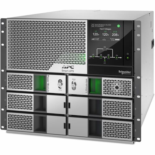 APC Smart-UPS Modular Ultra 5kW Scalable to 20kW N+1 Rackmount 208/240V - APC Smart-UPS Modular Ultra On-Line 5kW 9U Rackmount, Scalable to 20kW N+1 Redundant, 208/240V, Touchscreen, Network Management Card