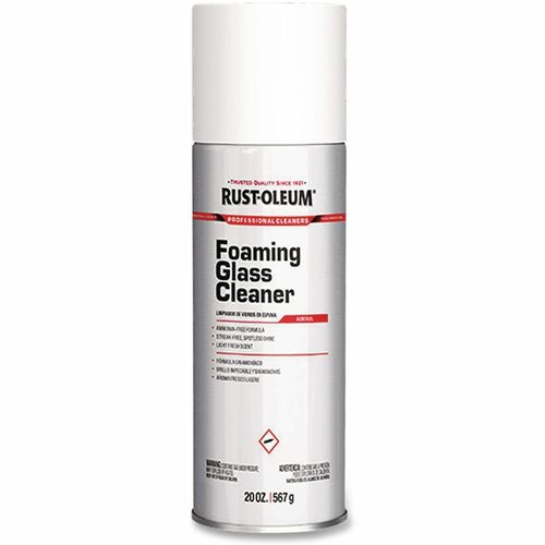 Rust-Oleum Pro Foaming Glass Cleaner - For Multi Surface - Ready-To-Use - Aerosol - 20 fl oz (0.6 quart) - Light Fresh Scent - Recommended For: Fingerprint Remover, Dirt Remover, Grease Remover, Smudge Remover, Soil Remover - Streak-free, Ammonia-free - C