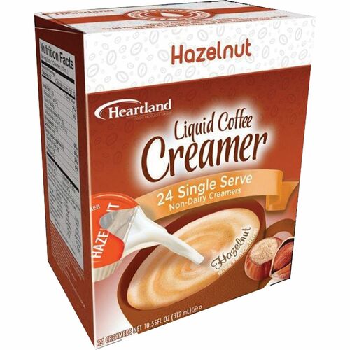 Heartland Liquid Creamer - Hazelnut Flavor - 0.37 fl oz (11 mL) - 24/Box