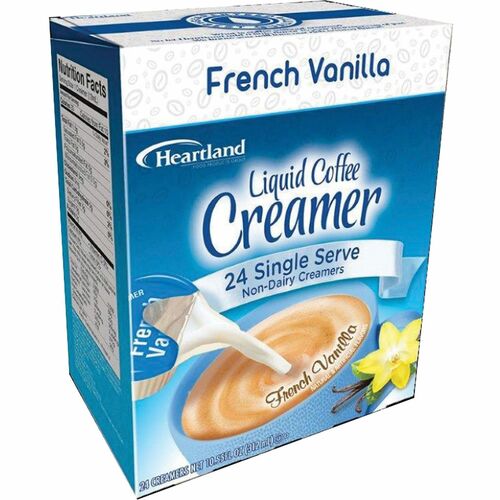 Heartland Liquid Creamer - French Vanilla Flavor - 0.37 fl oz (11 mL) - 24/Box