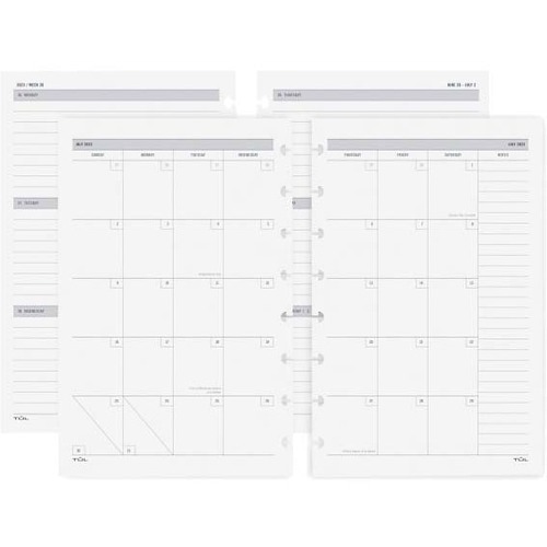 TUL Discbound Academic Weekly/Monthly Planner Refill Pages - Junior - TUL® Discbound Academic Weekly/Monthly Refill Planner Pages, Junior Size, July 2023 To June 2024
