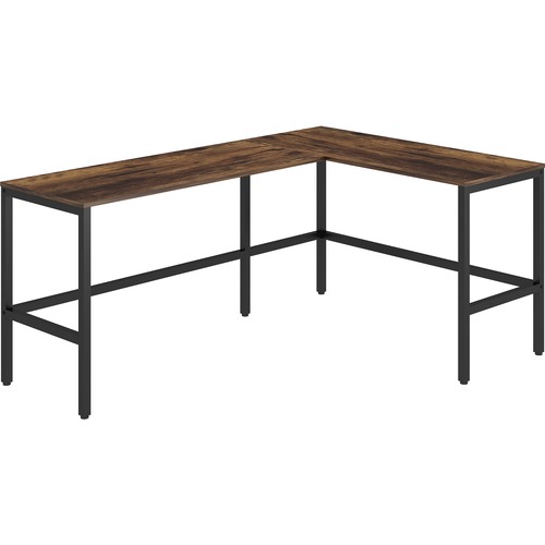 LYS SOHO L-Shape Metal Frame Desk - L-shaped Top - Contemporary Style - 200 lb Capacity - 67" Table Top Width x 47.25" Table Top Depth x 1" Table Top Thickness - 29.50" Height - Assembly Required - Rustic Oak - High Pressure Laminate (HPL) - 1 Each