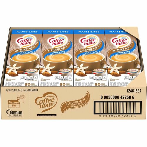 Coffee mate Almond Milk Vanilla Liquid Creamer Singles - Vanilla Almond Milk Flavor - 0.38 fl oz (11 mL) - 4/Carton - 50Box