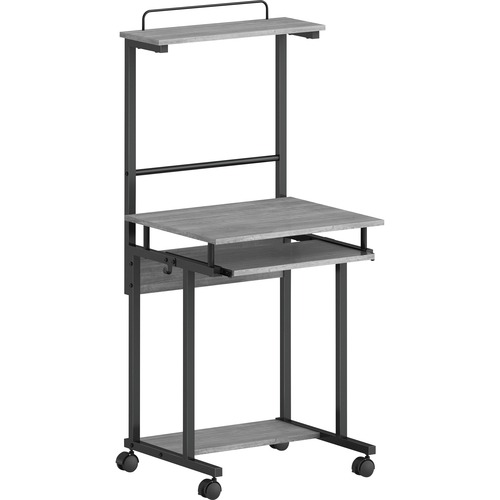 LYS Mobile Computer Workstation with Keyboard Tray - Weathered Charcoal Laminate Top - 53.50" Height x 23.63" Width x 20.63" Depth - Assembly Required - Medium Density Fiberboard (MDF) Top Material - 1 Each