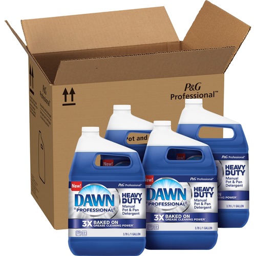 Dawn Manual Pot/Pan Detergent - 128 fl oz (4 quart) - 4 / Carton - Heavy Duty - Blue