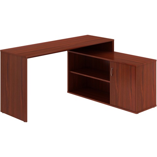 LYS L-Shape Workstation with Cabinet - For - Table TopLaminated L-shaped Top - 200 lb Capacity - 29.50" Height x 60" Width x 47.25" Depth - Assembly Required - Mahogany - Particleboard - 1 Each