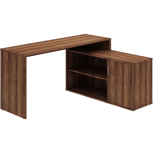 LYS L-Shape Workstation with Cabinet - For - Table TopLaminated L-shaped Top - 200 lb Capacity - 29.50" Height x 60" Width x 47.25" Depth - Assembly Required - Walnut - Particleboard - 1 Each
