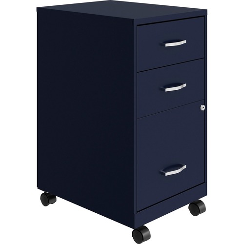 LYS SOHO 3-Drawer Organizer Metal File Cabinet - 14.3" Width x 18" Depth x 26.7" Height - 3 x Drawer(s) for File, Accessories - Letter - Storage Drawer, Mobility, Wheels, Glide Suspension, Drawer Extension, Locking Drawer - Blue - Metal - Recycled