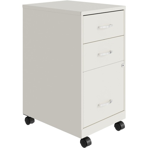 LYS SOHO 3-Drawer Organizer Metal File Cabinet - 14.3" Width x 18" Depth x 26.7" Height - 3 x Drawer(s) for File, Accessories - Letter - Storage Drawer, Mobility, Wheels, Glide Suspension, Drawer Extension, Locking Drawer - White - Metal - Recycled