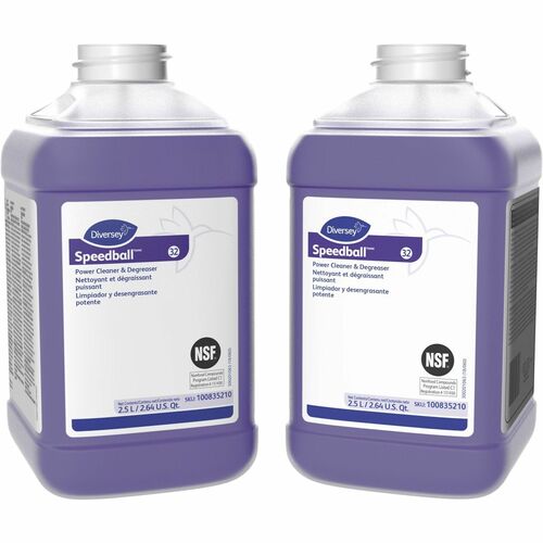 Diversey Speedball Power Cleaner & Degreaser - Concentrate - 84.5 fl oz (2.6 quart) - Fresh Lemon, Citrus Scent - 2 / Carton - Butyl-free, Rinse-free, Residue-free, Heavy Duty - Purple