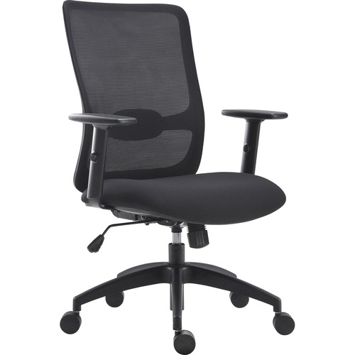 LYS SOHO Staff Chair - Fabric Seat - Black - Armrest - 1 Each