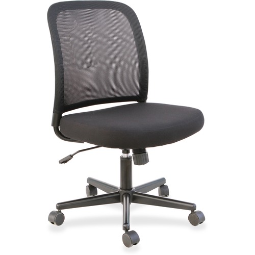 LYS Armless Task Chair - Fabric Seat Material - Black - 1 Each