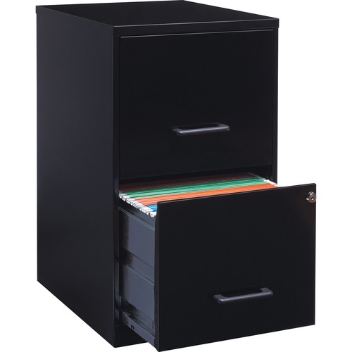 LYS SOHO File Cabinet - 14.3" Width x 18" Depth x 24.5" Height - 2 x Drawer(s) for File, Document - Letter - Glide Suspension, Locking Drawer, Pull Handle - Black - Baked Enamel - Steel - Recycled - Assembly Required
