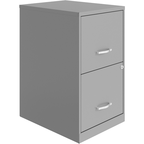 LYS SOHO File Cabinet - 14.3" Width x 18" Depth x 24.5" Height - 2 x Drawer(s) for File, Document - Letter - Vertical - Glide Suspension, Locking Drawer, Pull Handle - Silver - Baked Enamel - Steel - Recycled - Assembly Required