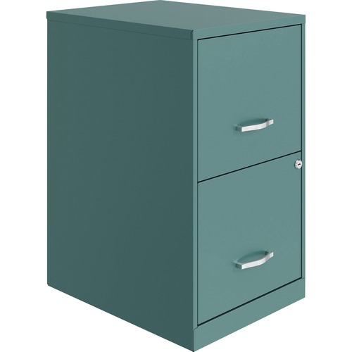 LYS SOHO File Cabinet - 14.3" Width x 18" Depth x 24.5" Height - 2 x Drawer(s) for File, Document - Letter - Glide Suspension, Locking Drawer, Pull Handle - Teal - Baked Enamel - Steel - Recycled - Assembly Required